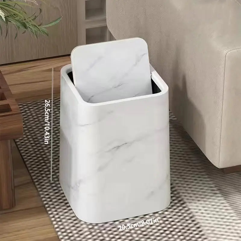 Poubelle à Double Compartiment avec Couvercle Basculant – Poubelle au Style Marbre Élégant pour la Maison et le Bureau