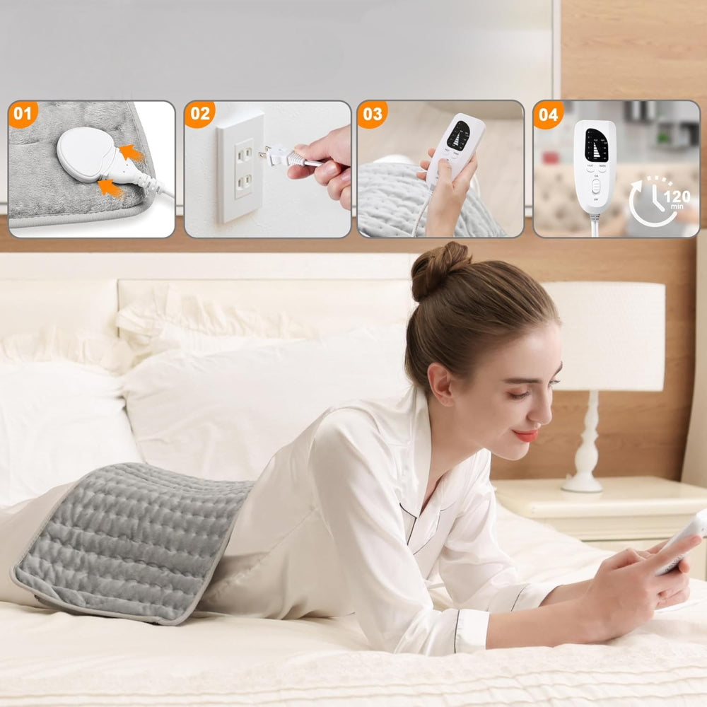 Coussin Chauffant Électrique pour le Cou et le Dos – Chauffage Réglable pour un Confort Supplémentaire
