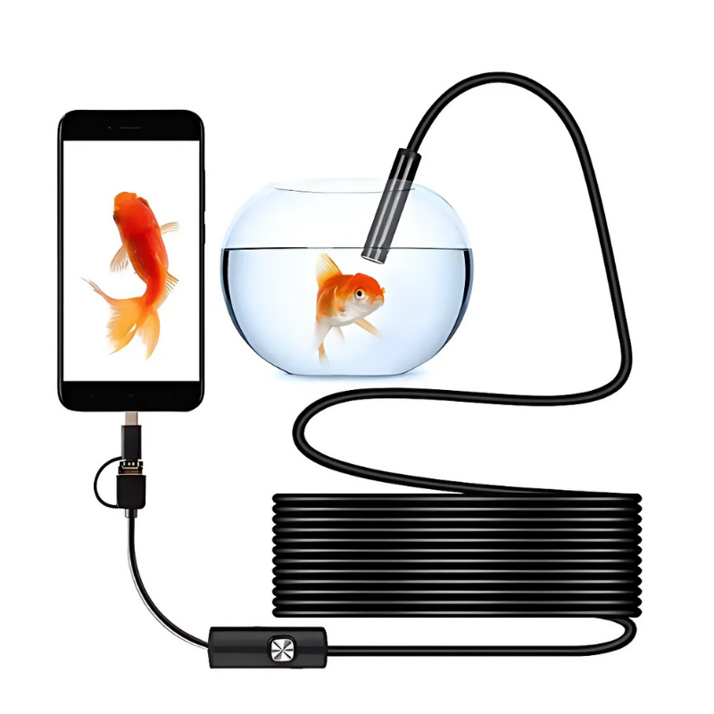 Caméra d'endoscope flexible pour espaces restreints avec lumière LED ajustable
