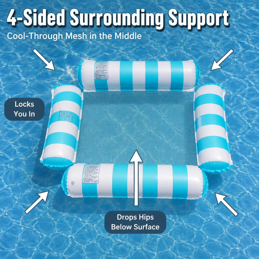 SurfEase™ Flotteur Lounge 4-Sides — Asseyez-vous, Allongez-vous, Restez au Frais Toute l'Après-Midi