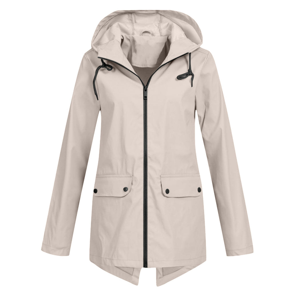 Manteau Long pour Femmes avec Capuche – Veste Imperméable pour Temps Pluvieux