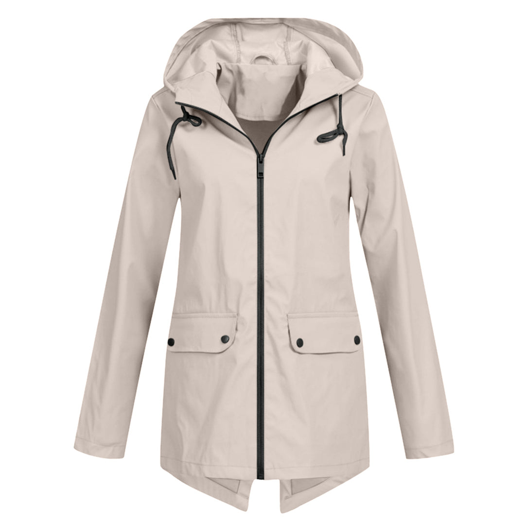 Manteau Long pour Femmes avec Capuche – Veste Imperméable pour Temps Pluvieux