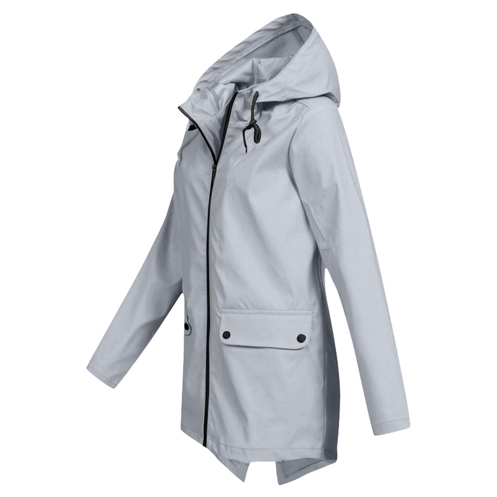 Manteau Long pour Femmes avec Capuche – Veste Imperméable pour Temps Pluvieux