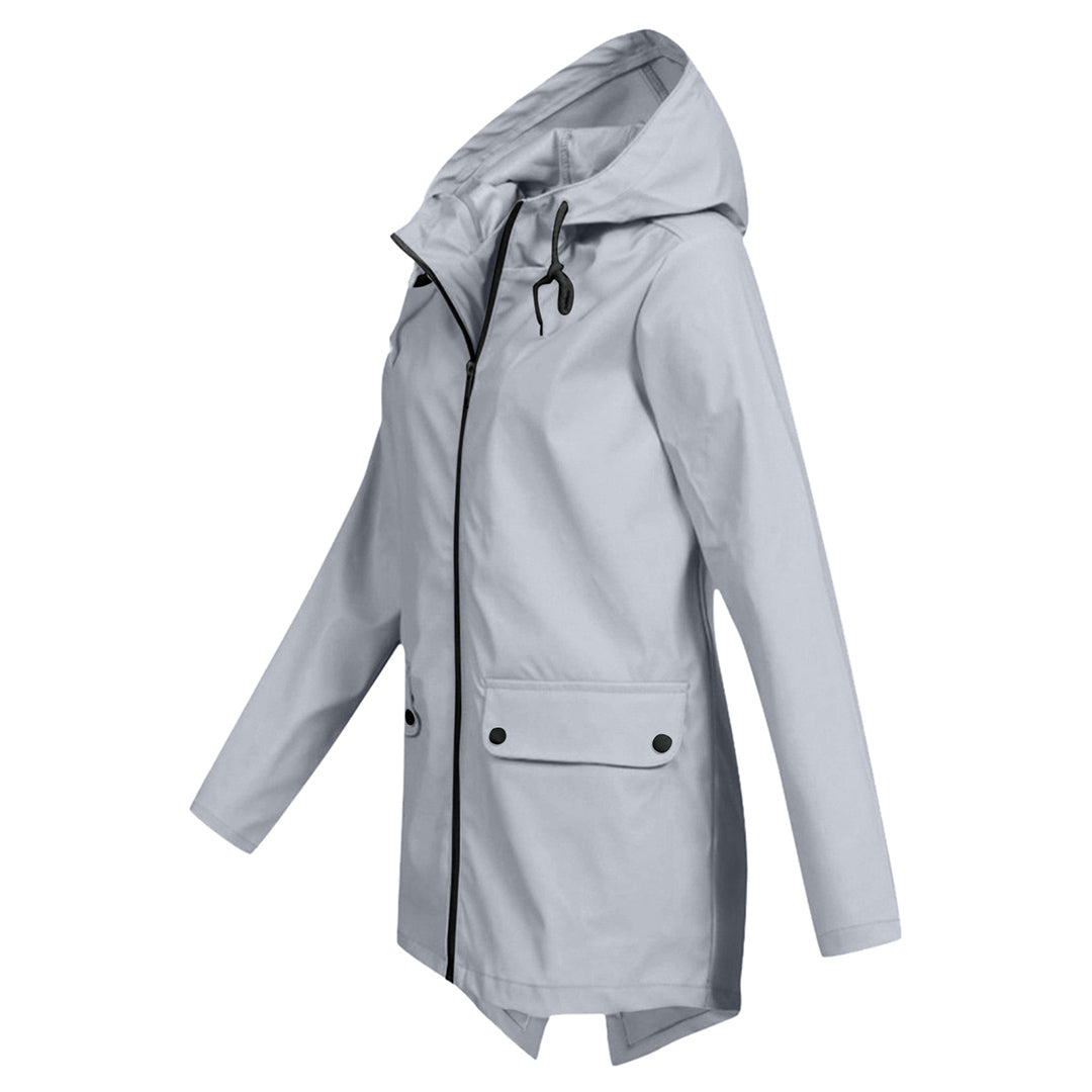 Manteau Long pour Femmes avec Capuche – Veste Imperméable pour Temps Pluvieux