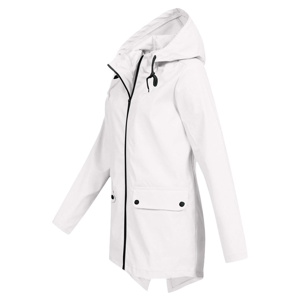 Manteau Long pour Femmes avec Capuche – Veste Imperméable pour Temps Pluvieux