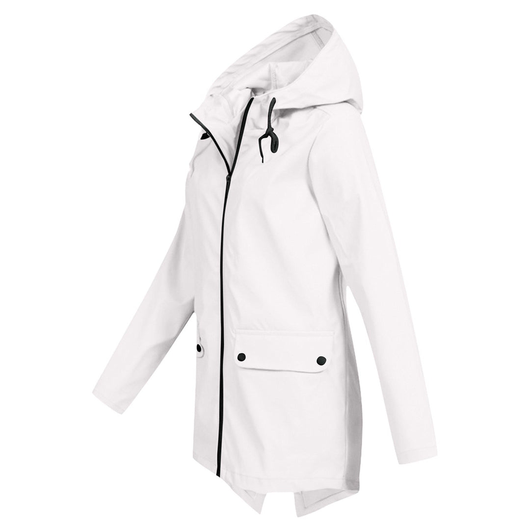 Manteau Long pour Femmes avec Capuche – Veste Imperméable pour Temps Pluvieux