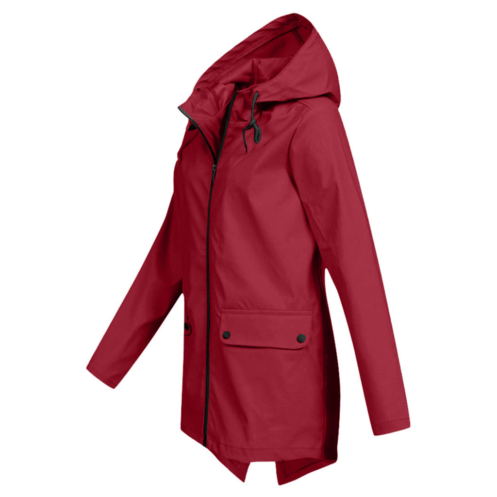 Manteau Long pour Femmes avec Capuche – Veste Imperméable pour Temps Pluvieux