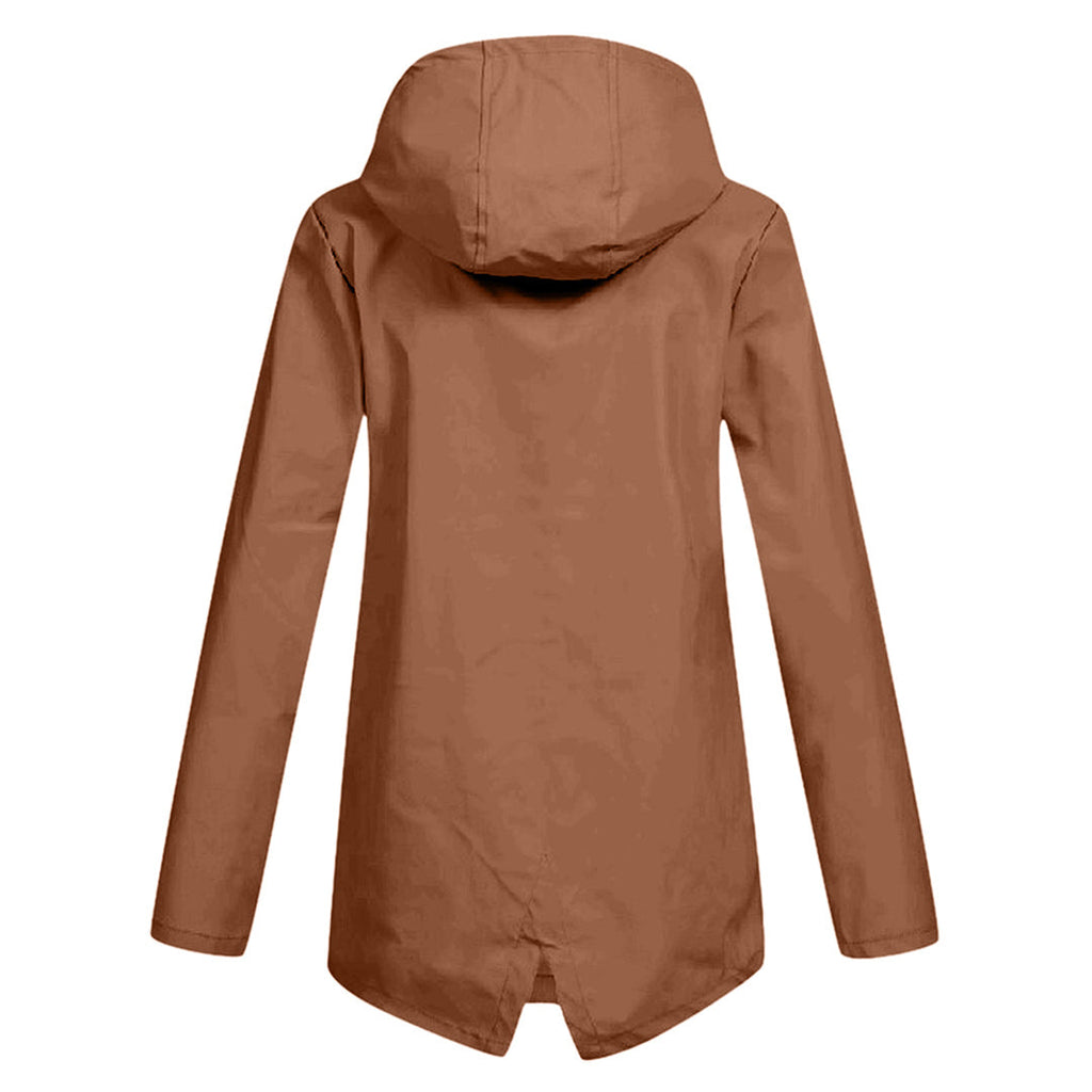 Manteau Long pour Femmes avec Capuche – Veste Imperméable pour Temps Pluvieux