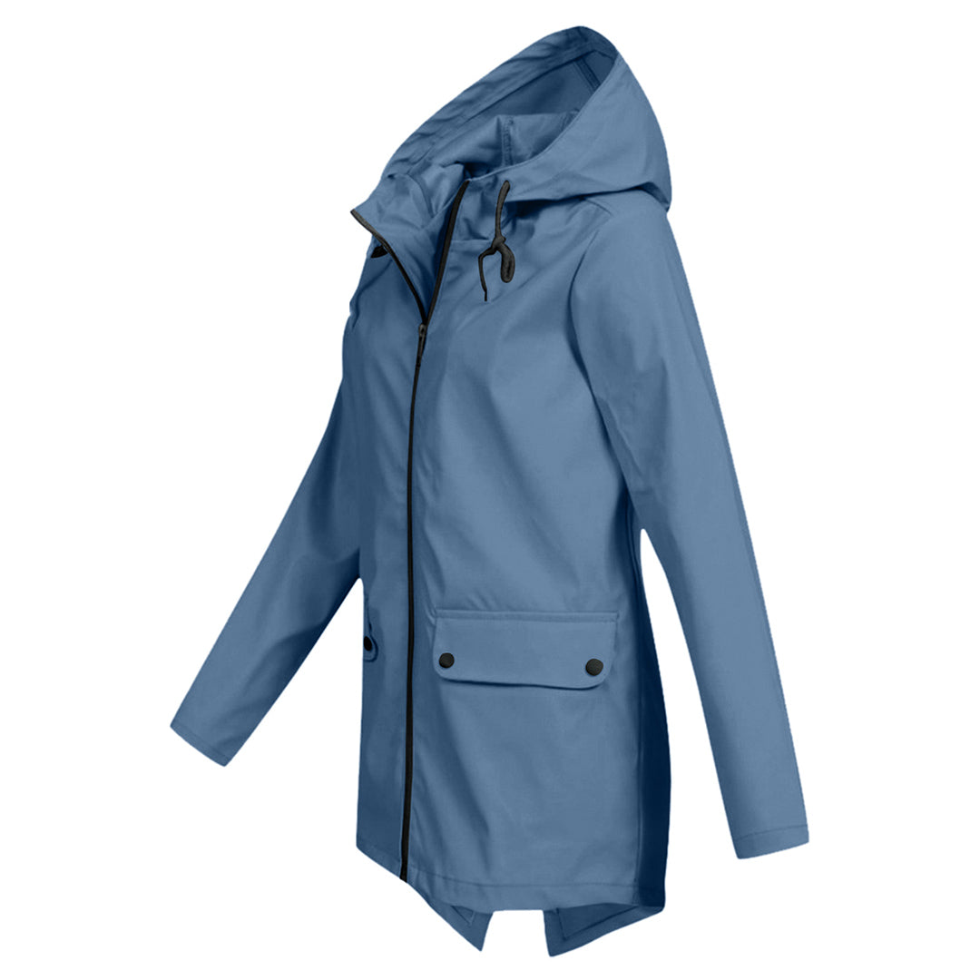 Manteau Long pour Femmes avec Capuche – Veste Imperméable pour Temps Pluvieux