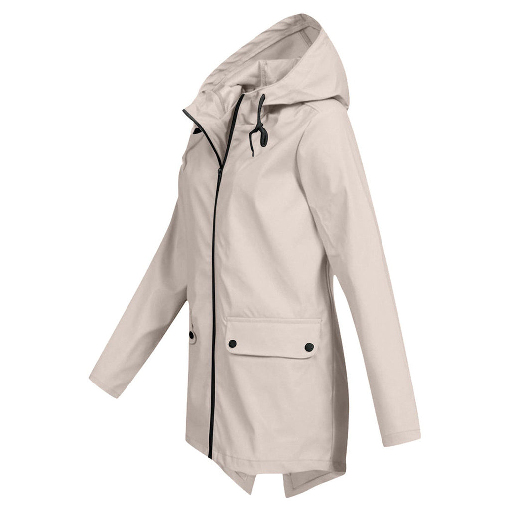 Manteau Long pour Femmes avec Capuche – Veste Imperméable pour Temps Pluvieux