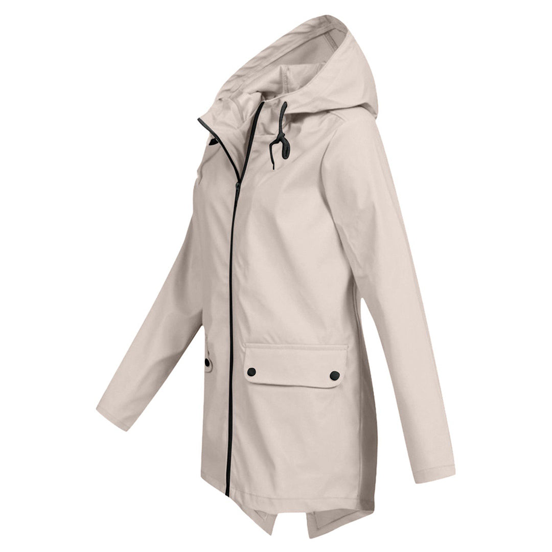 Manteau Long pour Femmes avec Capuche – Veste Imperméable pour Temps Pluvieux