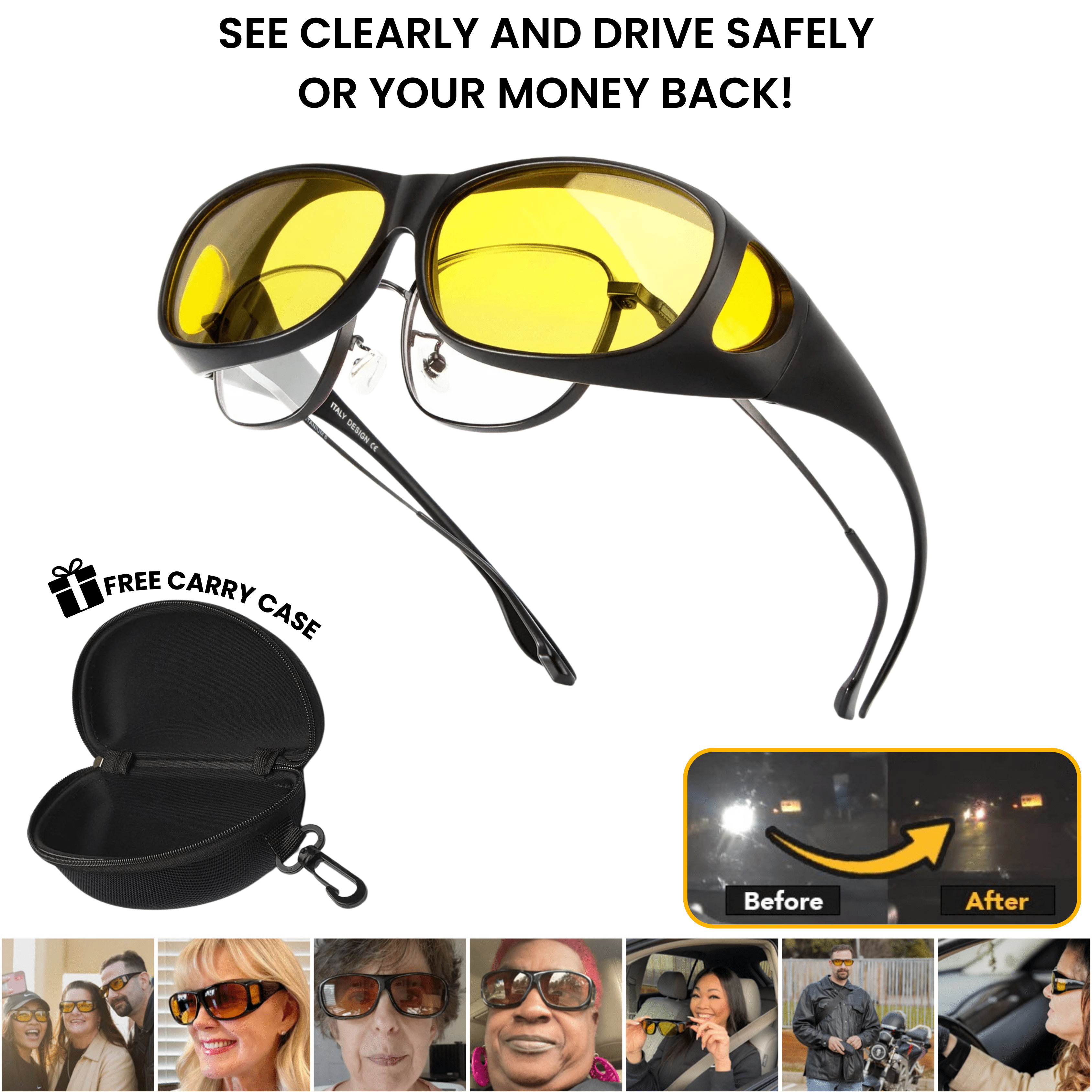 Lunettes de Phare - Lunettes de Conduite de Nuit pour une Vision Sans Éblouissement