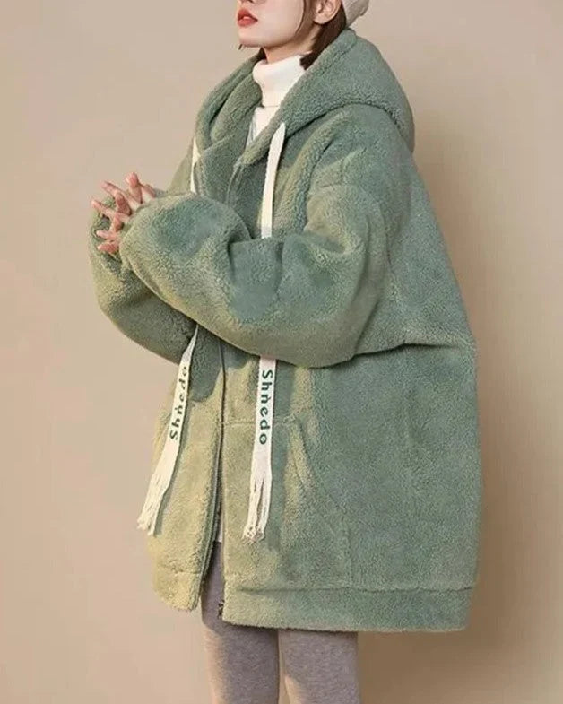 Gilet Oversize en Fleece pour Femmes avec Capuche – Sweat à Capuche Doux en Peluche