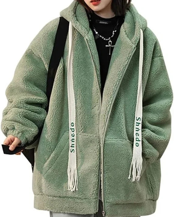 Gilet Oversize en Fleece pour Femmes avec Capuche – Sweat à Capuche Doux en Peluche