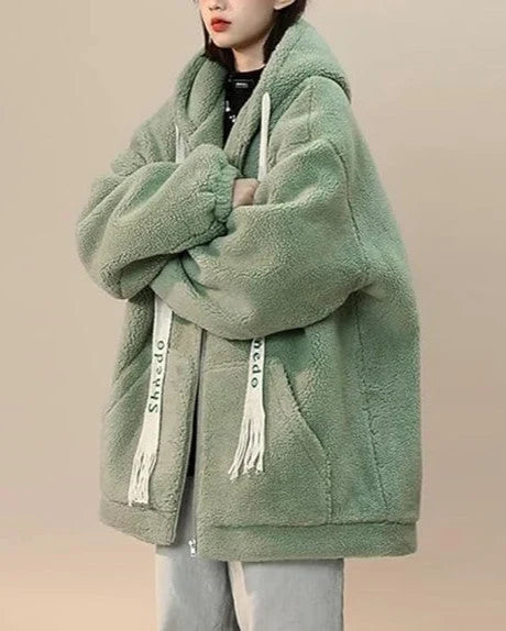 Gilet Oversize en Fleece pour Femmes avec Capuche – Sweat à Capuche Doux en Peluche