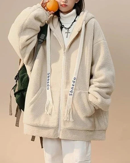 Gilet Oversize en Fleece pour Femmes avec Capuche – Sweat à Capuche Doux en Peluche