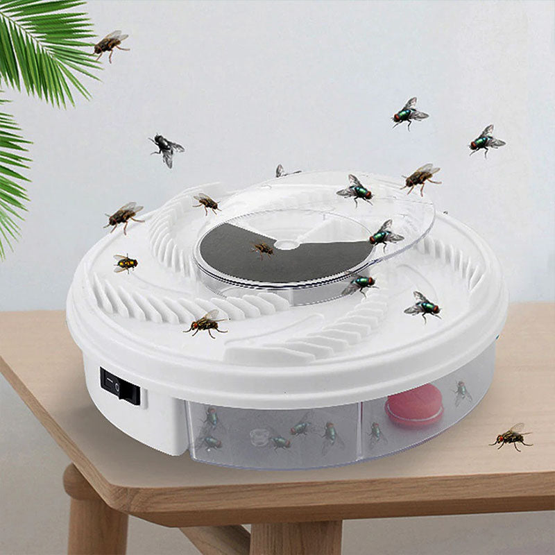 InsektoSilent Piège à Mouches avec Rotation & Compartiments à Appât | Silencieux & Écologique | Pour Intérieur & Extérieur