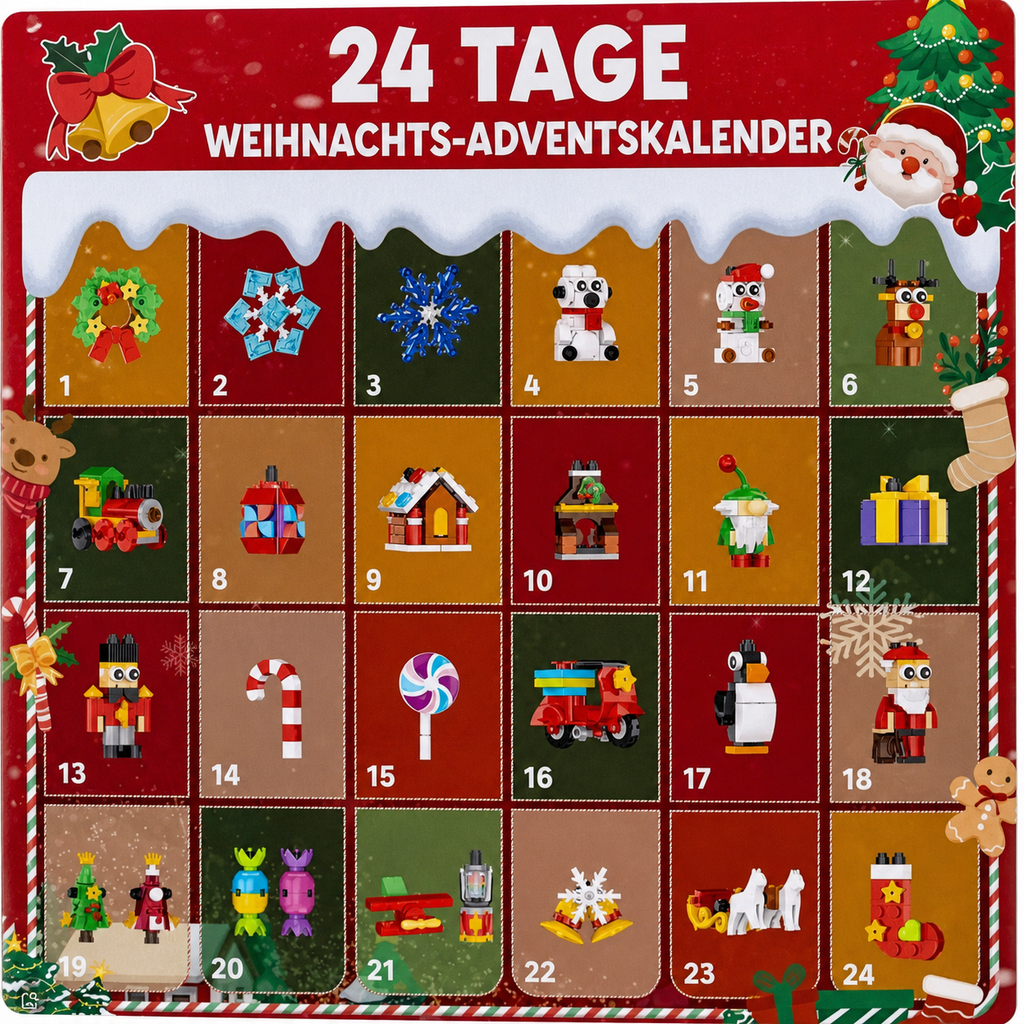 Calendrier de l'Avent en briques décoratives de Noël