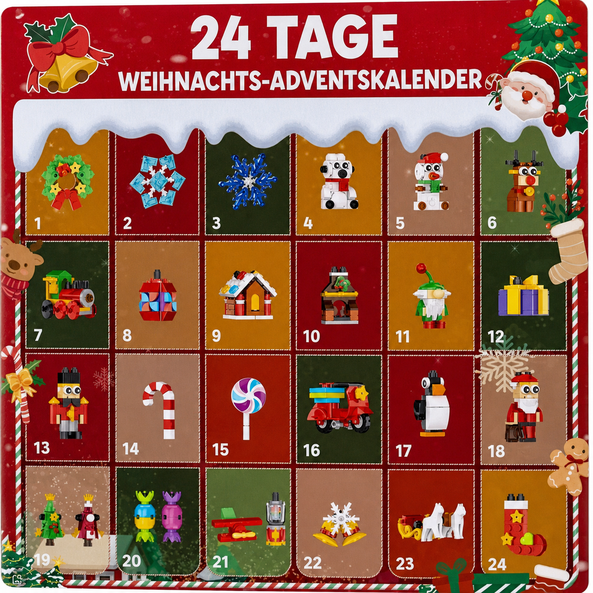 Calendrier de l'Avent en briques décoratives de Noël