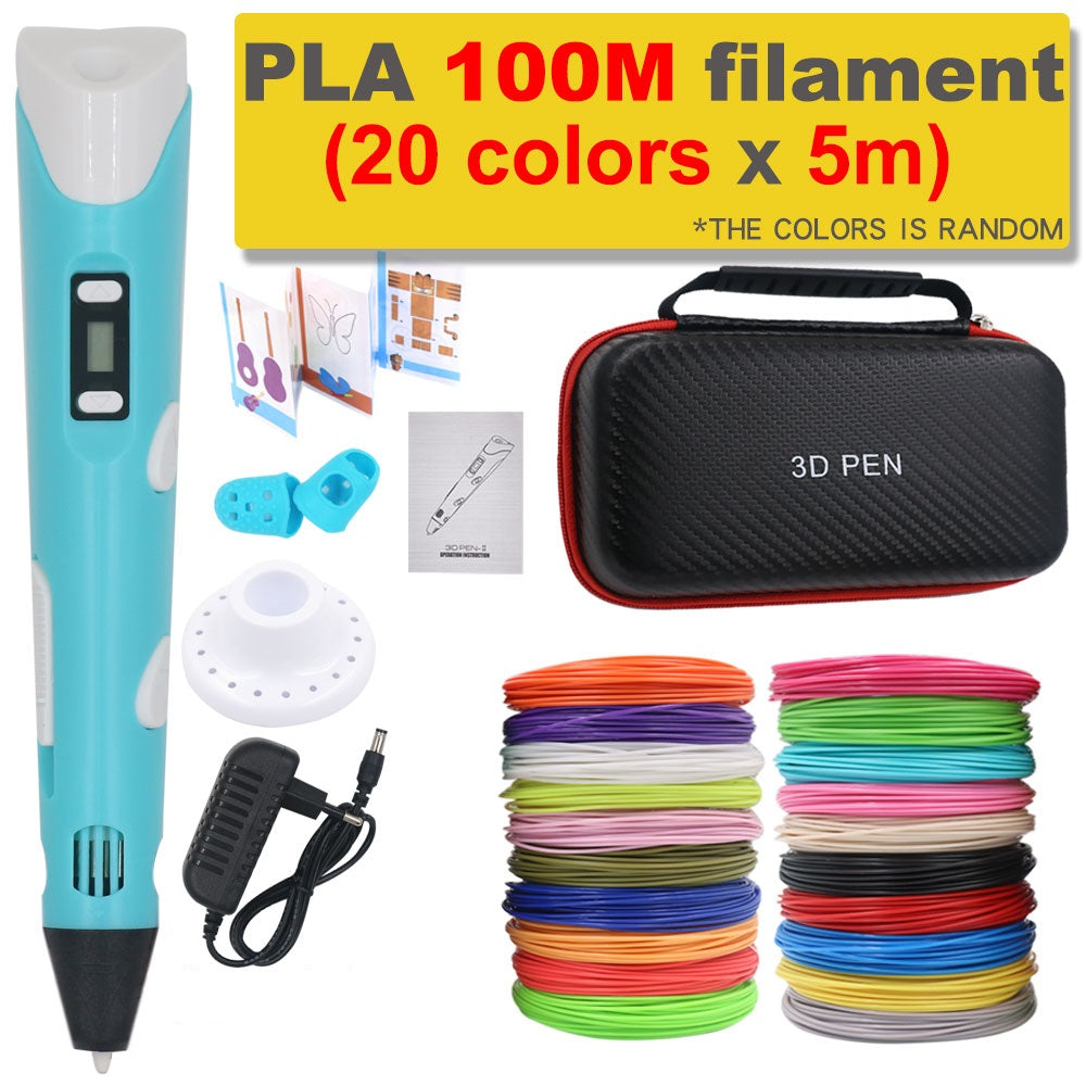 Stylo de dessin 3D DIY avec 200M de filament PLA, cadeau pour enfants