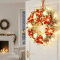 Couronne de Noël LED avec Cloches Dorées – Éclairage Blanc Chaud pour la Porte