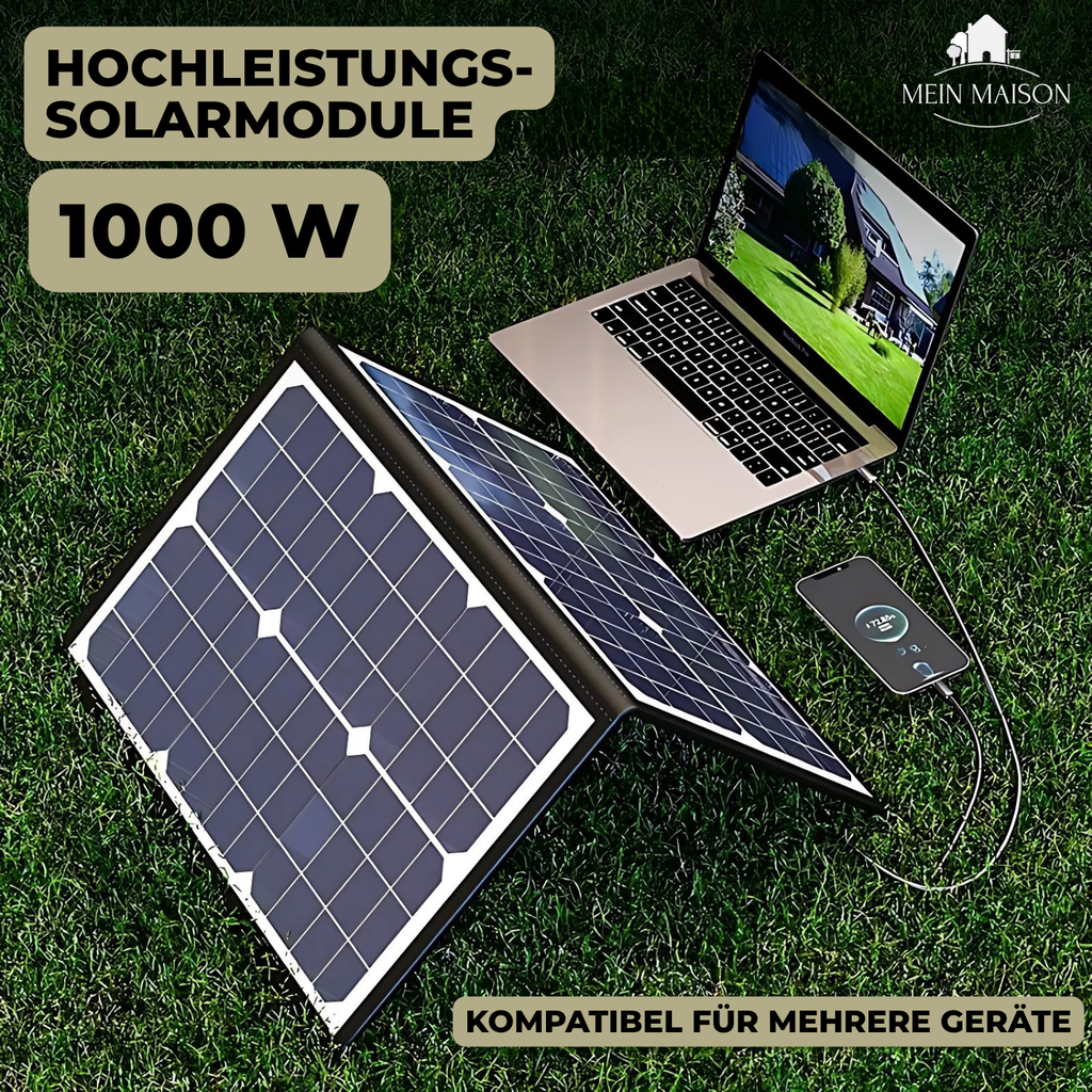 SolaraX 1000W Kit de Panneaux Solaires Pliables | Pack Complet avec MPPT & USB/Type-C | Pour Camping, Voiture, Bateau & Camping-Car