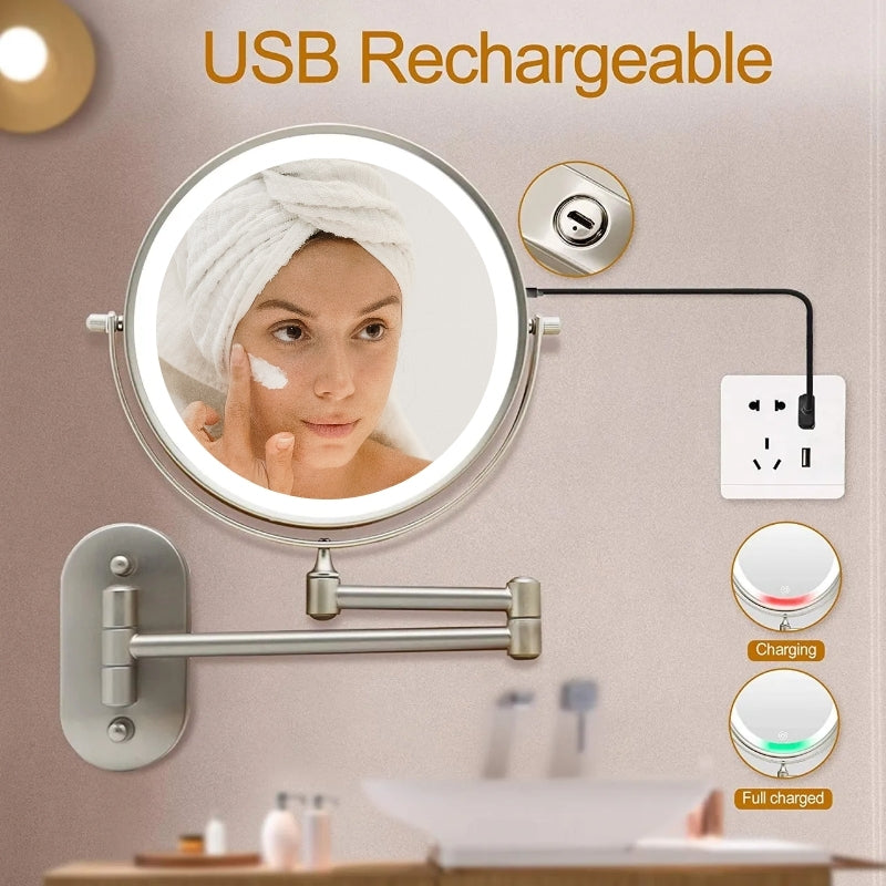 Miroir de Maquillage LED RadiantGlow – Miroir Grossissant à Lumière Tactile avec Flexibilité à 360°