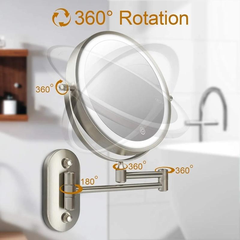 Miroir de Maquillage LED RadiantGlow – Miroir Grossissant à Lumière Tactile avec Flexibilité à 360°