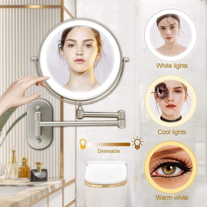 Miroir de Maquillage LED RadiantGlow – Miroir Grossissant à Lumière Tactile avec Flexibilité à 360°
