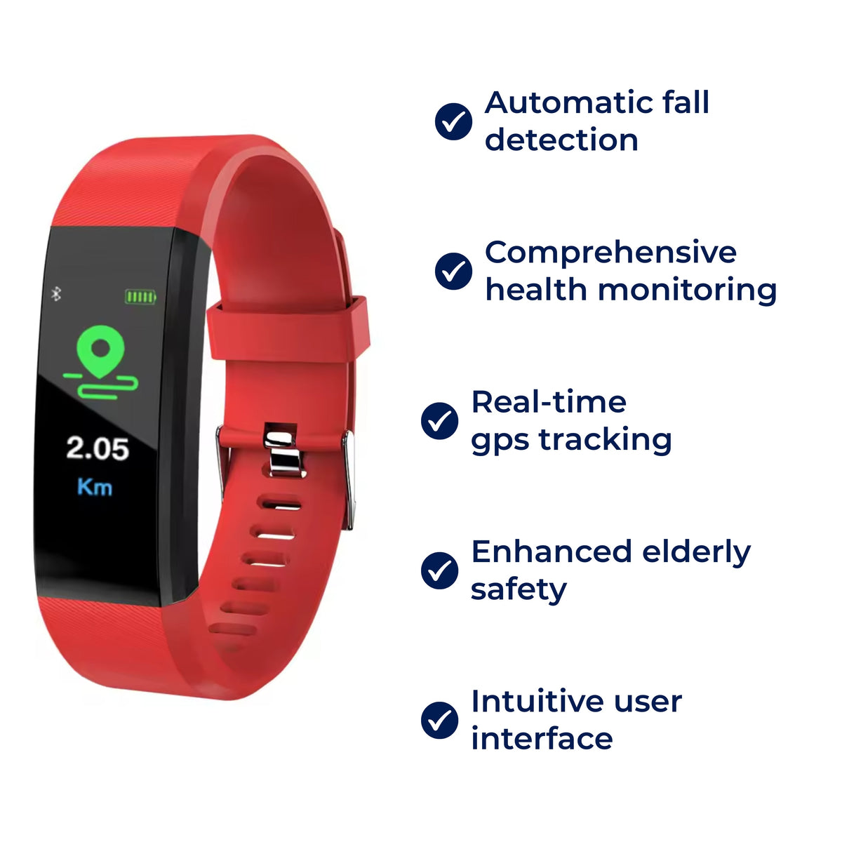 Bracelet pour Seniors avec Détection de Chute – Tracker de Fitness