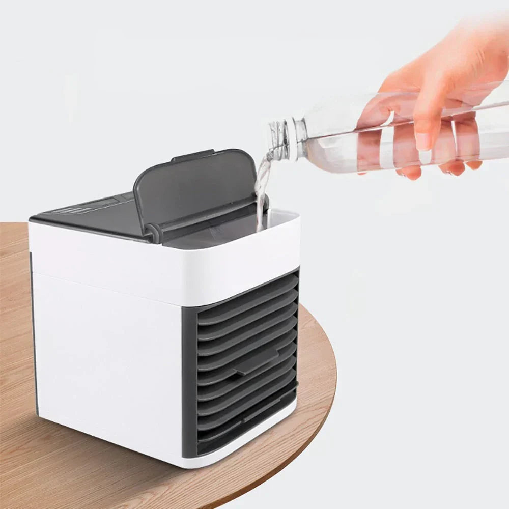 Refroidisseur d'air 3-en-1 avec ventilateur, humidificateur et purificateur d'air – Portable, silencieux et avec lampe de nuit LED