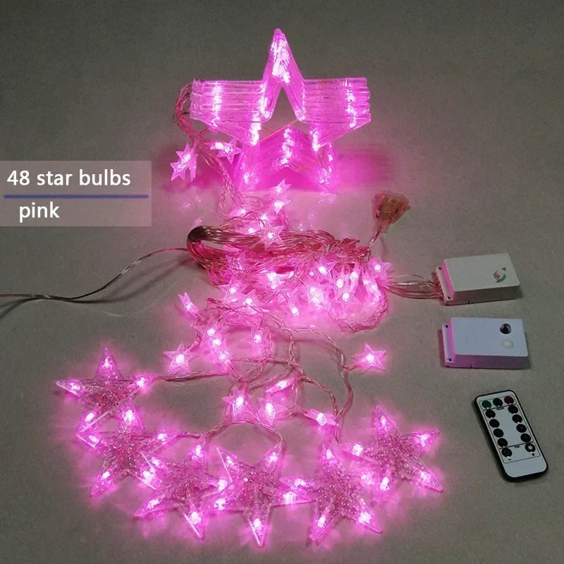 Guirlande LED de Noël avec Étoiles – Lumière Blanc Chaud