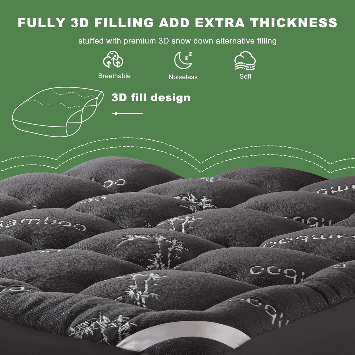 Collection EcoComfort | Protège-matelas en Viscose de Bambou avec Design Matelassé | Imperméable et Respirant pour un Confort de Sommeil Ultime