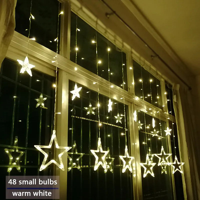 Guirlande LED de Noël avec Étoiles – Lumière Blanc Chaud