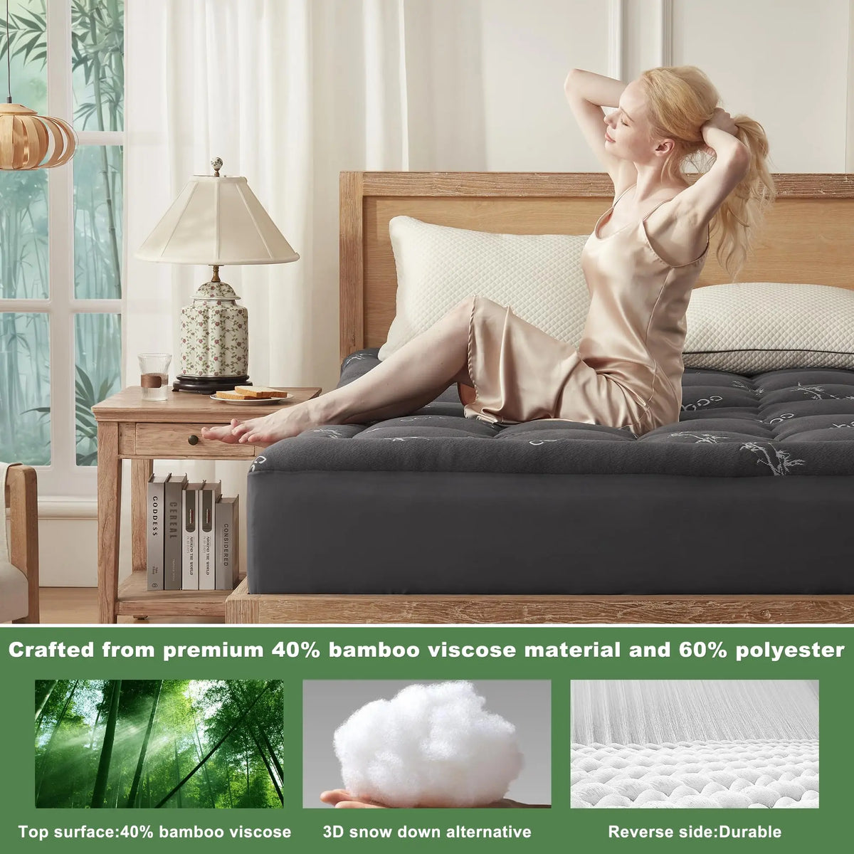 Collection EcoComfort | Protège-matelas en Viscose de Bambou avec Design Matelassé | Imperméable et Respirant pour un Confort de Sommeil Ultime