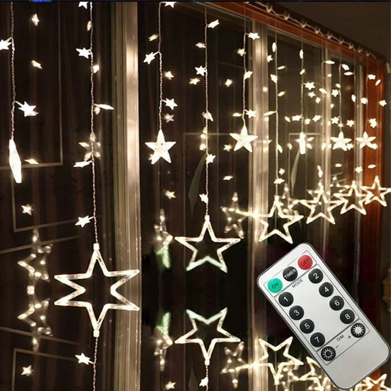 Guirlande LED de Noël avec Étoiles – Lumière Blanc Chaud