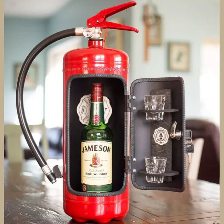 Barre de Feu Cachée – Mini-Bar Cachée au Design de Extincteur pour un Rangement Élégant des Boissons
