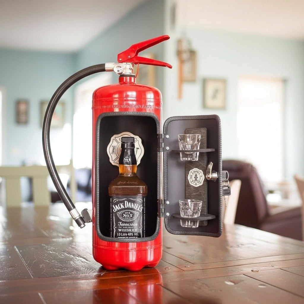 Barre de Feu Cachée – Mini-Bar Cachée au Design de Extincteur pour un Rangement Élégant des Boissons