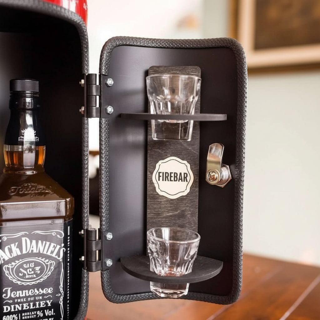 Barre de Feu Cachée – Mini-Bar Cachée au Design de Extincteur pour un Rangement Élégant des Boissons