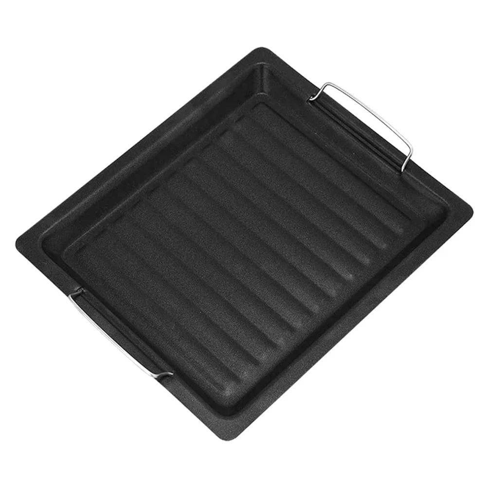 Plaque de Grill en Fonte Réversible Feurossa | Pour Grill à Gaz & Cuisinière | 25 × 30 cm | Pour Pizza, Viande, Légumes & Poisson