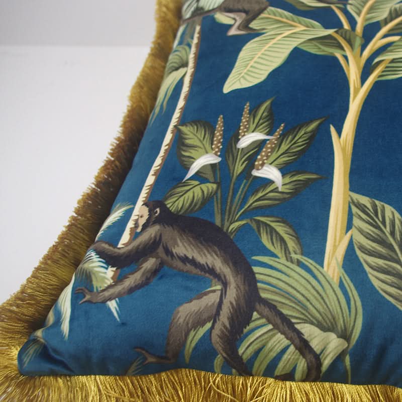 Housse de Coussin Animaux de la Jungle Rétro pour Décoration de Canapé