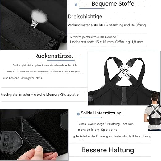 Skanto | Correcteur de posture ergonomique pour soulager les douleurs au cou et au dos, ajustable et stable