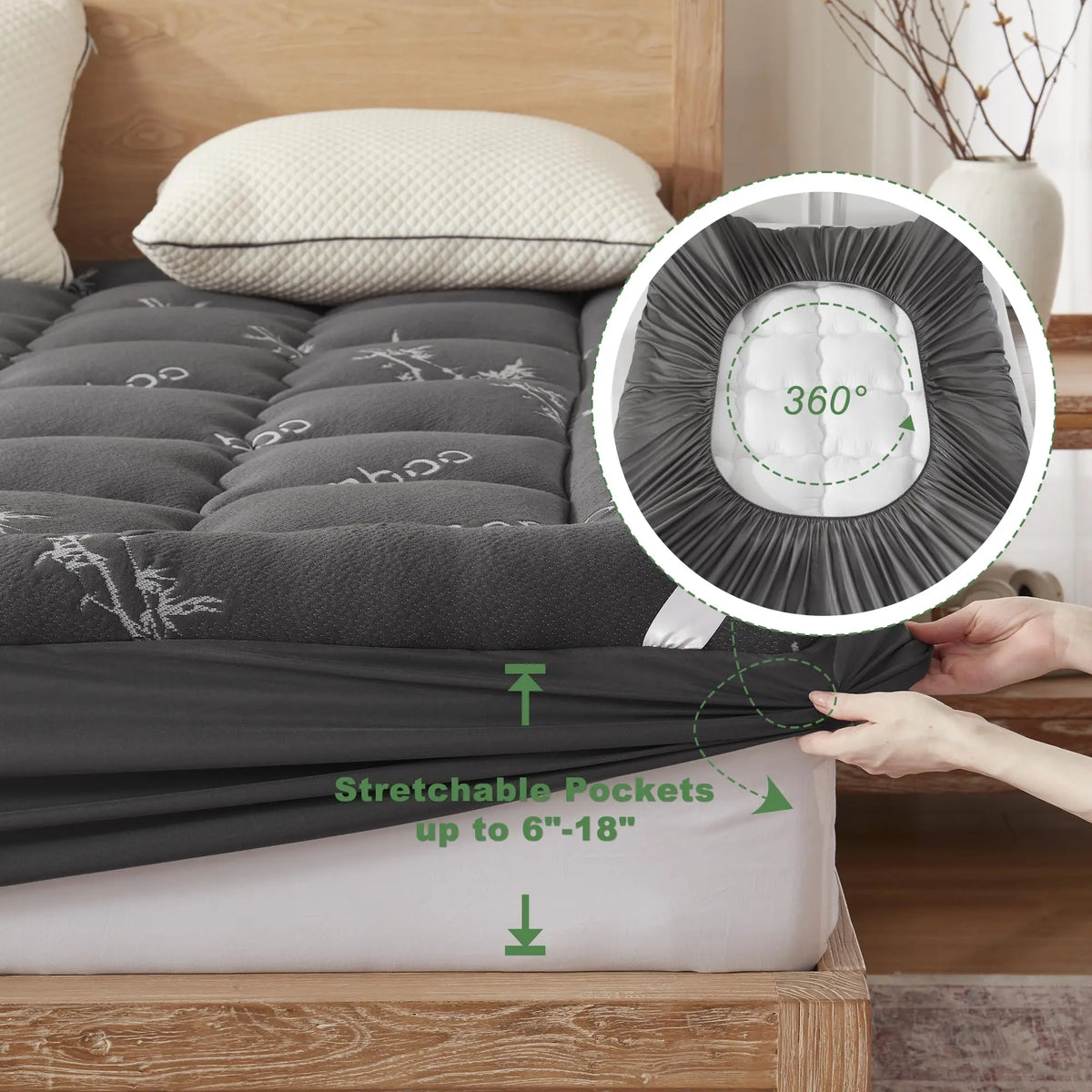 Collection EcoComfort | Protège-matelas en Viscose de Bambou avec Design Matelassé | Imperméable et Respirant pour un Confort de Sommeil Ultime