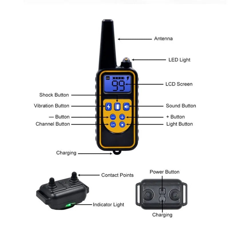 Collier Électrique pour Dressage de Chiens – Contrôle à Distance Sûr et Efficace