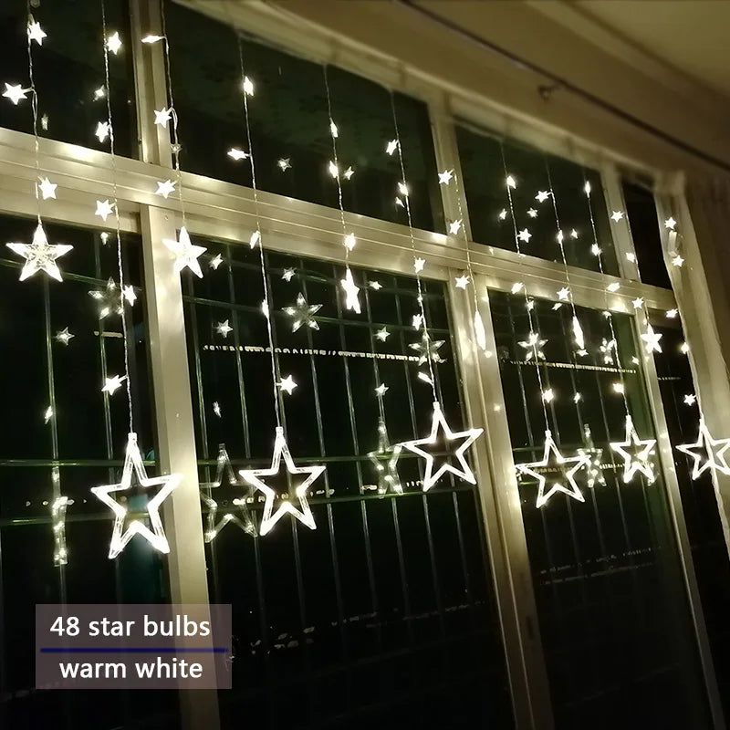 Guirlande LED de Noël avec Étoiles – Lumière Blanc Chaud