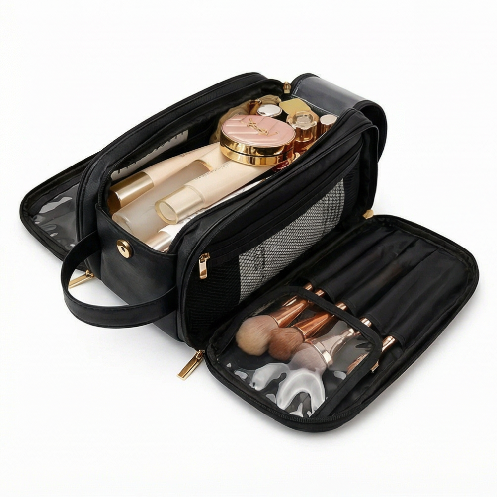 Glossa - Organisateur de maquillage grande capacité avec protections pour pinceaux