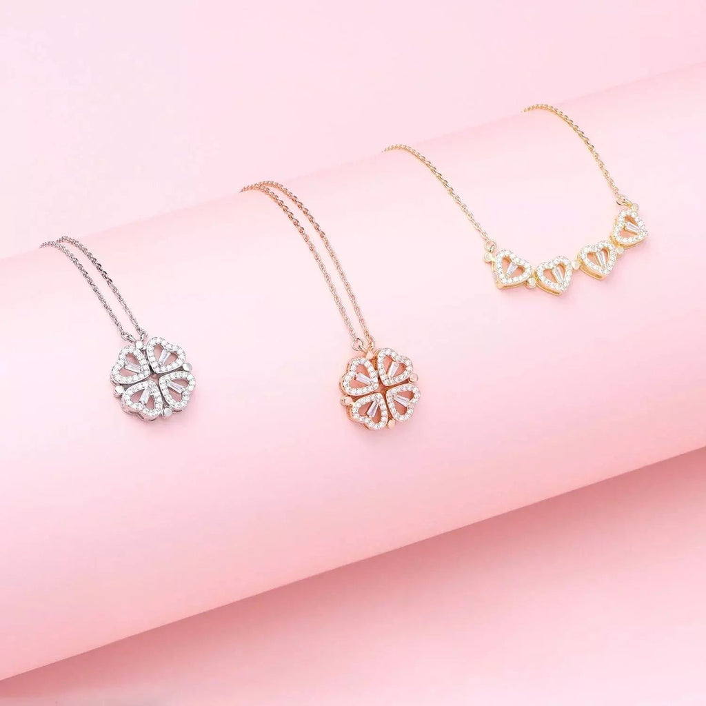 Collier en Cœur | Pendentif Transformable | Design Chanceux Étincelant