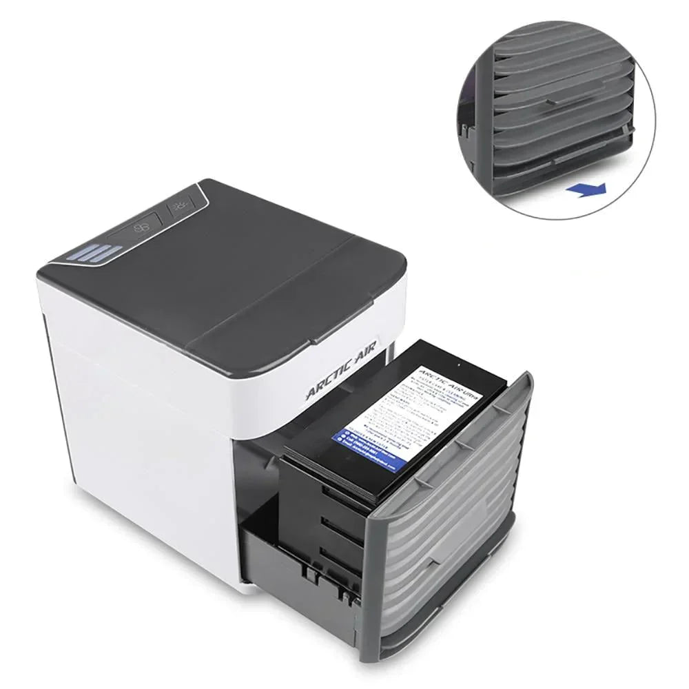 Refroidisseur d'air 3-en-1 avec ventilateur, humidificateur et purificateur d'air – Portable, silencieux et avec lampe de nuit LED