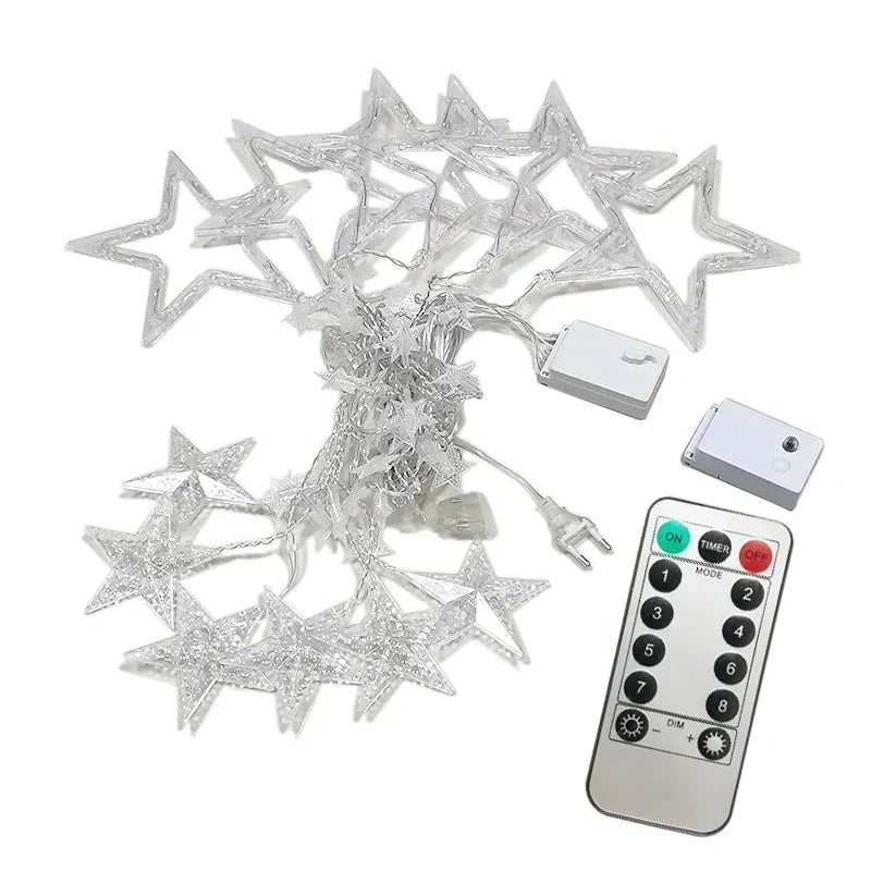 Guirlande LED de Noël avec Étoiles – Lumière Blanc Chaud