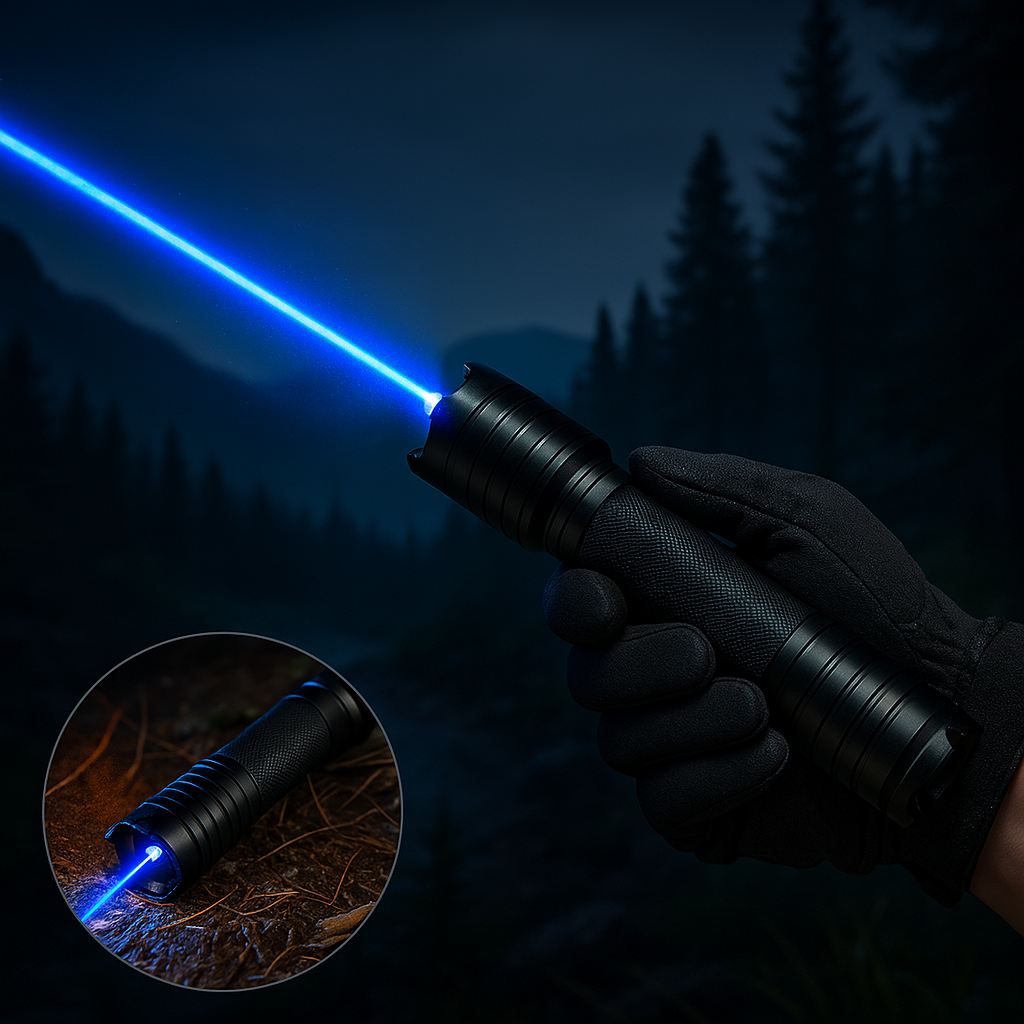 Lampe de Poche Laser Rechargeable – Torche en Aluminium à Longue Portée pour le Camping